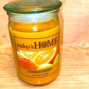 today’s Home Citrus Twist Scented Candle 16oz Size Jar Single Wick.